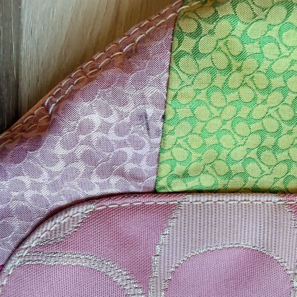 COACH Patchwork Multicolor Hobo Bag Y2K 374 Cotton Shoulder Bag Vintage Style